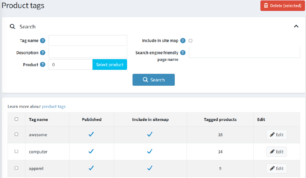 SEO optimized product list view